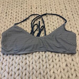 Xhilaration Blue and White Striped Bikini Top
